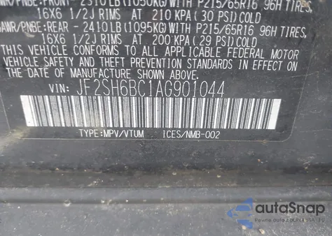 2010 Subaru Forester 2.5X z USA, uszkodzony, nr VIN JF2SH6BC1AG901044